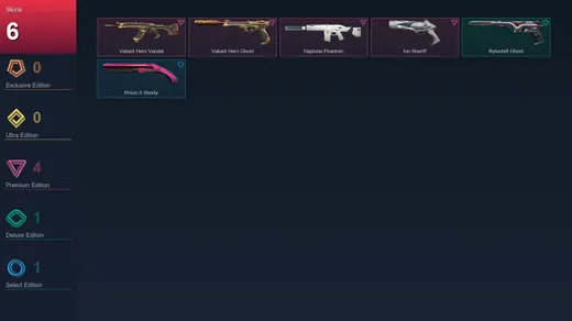 EU | Valiant Hero Vandal | Valiant Hero Ghost | Neptune Phantom | Ion Sheriff | 6 Skin | 24 Agent | 40 Buddy | Lv61