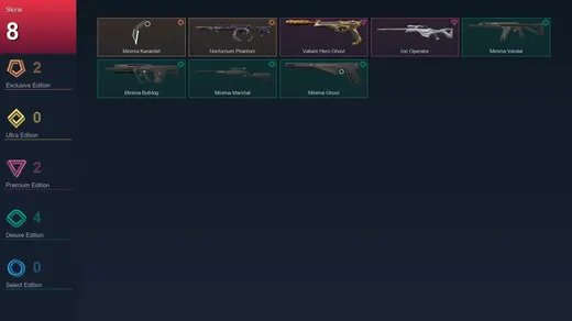 AP | Minima Karambit | Nocturnum Phantom | Valiant Hero Ghost | Ion Operator | 8 Skin | 8 Agent | 8 Buddy | Lv25