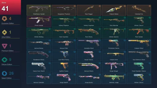 EU | Singularity Phantom | Ruin Dagger | Outpost Melee | Celestial Fan | 41 Skin | 25 Agent | 102 Buddy | Silver I | Lv204 — Valorant account