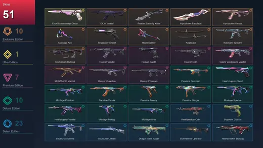 EU | EX.O Vandal | Reaver Butterfly Knife | Mystbloom Fanblade | Mystbloom Vandal | 51 Skin | 19 Agent | 37 Buddy | Lv75 — Valorant account