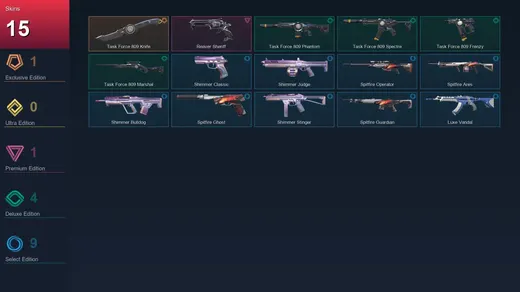 EU | Task Force 809 Knife | Reaver Sheriff | Task Force 809 Phantom | Task Force 809 Spectre | 15 Skin | 23 Agent | 39 Buddy | Iron II | Lv72 — Valorant account