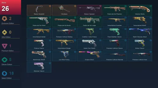 EU | Reaver Karambit | Obsidiana | Reaver Operator | Piedra del Sol Phantom | 26 Skin | 21 Agent | 55 Buddy | Lv167