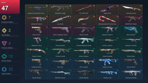 EU | NO LIMITS Bat | Nebula Knife | Sovereign Sword | Glitchpop Phantom | 47 Skin | 28 Agent | 82 Buddy | Lv150 — Valorant account