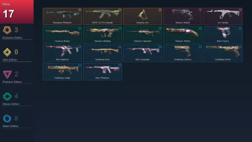 LA | Ruination Phantom | RGX 11z Pro Vandal | Genesis Arc | Reaver Sheriff | 17 Skin | 24 Agent | 39 Buddy | Lv65