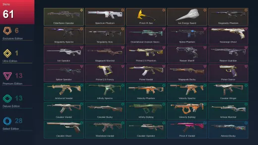 NA | Spectrum Phantom | Prism III Axe | Ion Energy Sword | Singularity Phantom | 61 Skin | 16 Agent | 29 Buddy | Lv27
