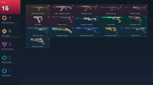 AP | Neo Frontier Phantom | Gaia's Vengeance Vandal | Magepunk Vandal | Reaver Phantom | 16 Skin | 25 Agent | 65 Buddy | Lv207