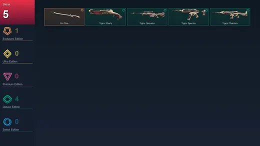 AP | Hu Else | Tigris Shorty | Tigris Operator | Tigris Spectre | 5 Skin | 7 Agent | 5 Buddy | Lv11