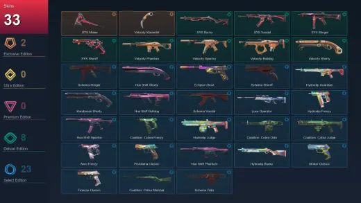 LA | .SYS Melee | Velocity Karambit | .SYS Bucky | .SYS Vandal | 33 Skin | 22 Agent | 53 Buddy | Lv129
