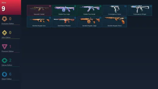 AP | Aemondir Vandal | Bubble Pop Judge | Bubble Pop Vandal | Convergence Frenzy | 9 Skin | 9 Agent | 7 Buddy | Lv22