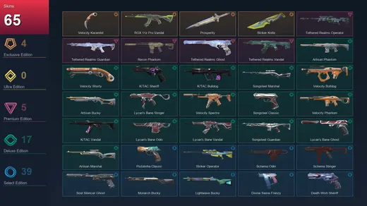 NA | Velocity Karambit | RGX 11z Pro Vandal | Prosperity | Striker Knife | 65 Skin | 18 Agent | 70 Buddy | Lv89