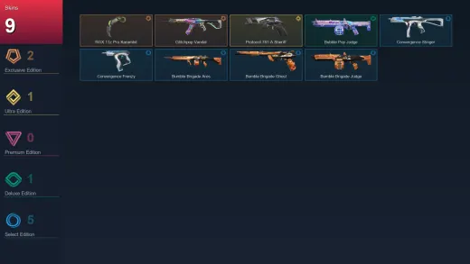 NA | RGX 11z Pro Karambit | Glitchpop Vandal | Protocol 781-A Sheriff | Bubble Pop Judge | 9 Skin | 9 Agent | 6 Buddy | Lv18