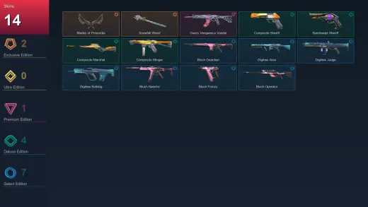 EU | Blades of Primordia | Snowfall Wand | Gaia's Vengeance Vandal | Composite Sheriff | 14 Skin | 24 Agent | 41 Buddy | Lv92
