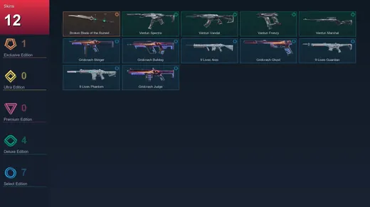 AP | Broken Blade of the Ruined King | Venturi Spectre | Venturi Vandal | Venturi Frenzy | 12 Skin | 10 Agent | 10 Buddy | Lv27