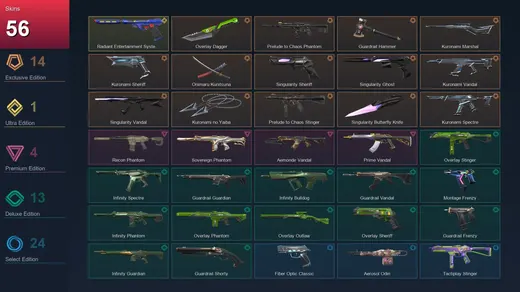 EU | Overlay Dagger | Prelude to Chaos Phantom | Guardrail Hammer | Kuronami Marshal | 56 Skin | 24 Agent | 58 Buddy | Silver I | Lv77