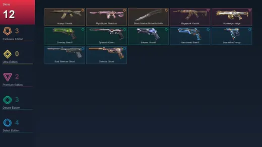 AP | Araxys Vandal | Mystbloom Phantom | Black.Market Butterfly Knife | Magepunk Vandal | 12 Skin | 27 Agent | 33 Buddy | Lv144 — Valorant account