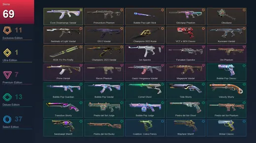 NA | Primordium Phantom | Bubble Pop Light Stick | Glitchpop Phantom | Obsidiana | 69 Skin | 28 Agent | 139 Buddy | Lv385