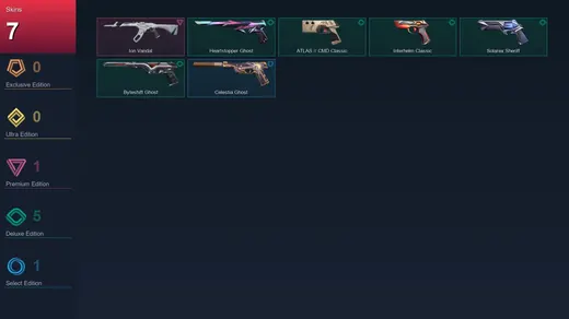 EU | Ion Vandal | Heartstopper Ghost | ATLAS // CMD Classic | Interhelm Classic | 7 Skin | 28 Agent | 34 Buddy | Lv133 — Valorant account