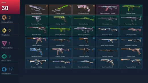 EU | Hieroscape Blades | Overlay Dagger | Mystbloom Sheriff | Gaia's Vengeance Vandal | 30 Skin | 22 Agent | 31 Buddy | Lv70 — Valorant account