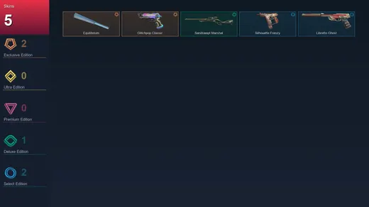 AP | Equilibrium | Glitchpop Classic | Sandswept Marshal | Silhouette Frenzy | 5 Skin | 8 Agent | 6 Buddy | Lv20 — Valorant account