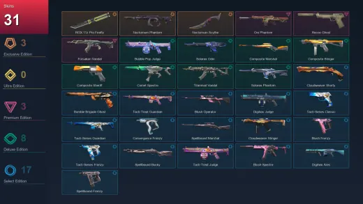 EU | RGX 11z Pro Firefly | Nocturnum Phantom | Nocturnum Scythe | Oni Phantom | 31 Skin | 17 Agent | 38 Buddy | Lv46
