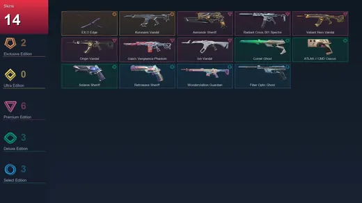 AP | EX.O Edge | Kuronami Vandal | Aemondir Sheriff | Radiant Crisis 001 Spectre | 14 Skin | 27 Agent | 37 Buddy | Lv112
