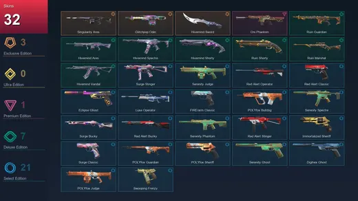EU | Singularity Ares | Glitchpop Odin | Hivemind Sword | Oni Phantom | 32 Skin | 25 Agent | 60 Buddy | Lv121