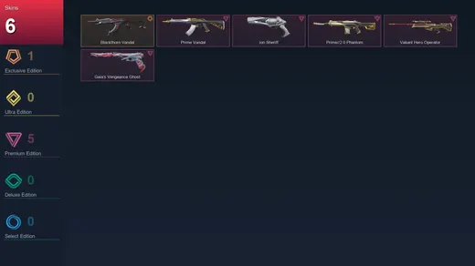 EU | Blackthorn Vandal | Prime Vandal | Ion Sheriff | Prime//2.0 Phantom | 6 Skin | 11 Agent | 7 Buddy | Silver II | Lv33