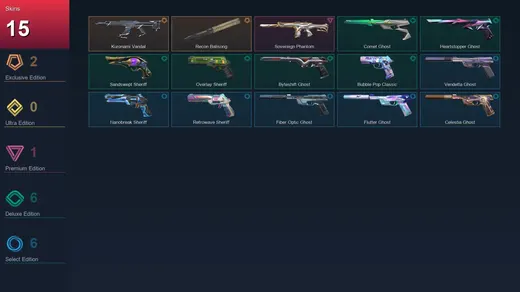 AP | Kuronami Vandal | Recon Balisong | Sovereign Phantom | Comet Ghost | 15 Skin | 28 Agent | 76 Buddy | Lv313