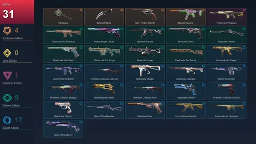 NA | Obsidiana | Byteshift Knife | Neo Frontier Sheriff | BlastX Spectre | 31 Skin | 28 Agent | 63 Buddy | Lv134 — Valorant account