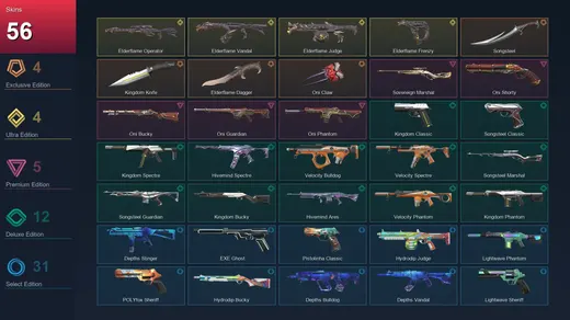 NA | Songsteel | Kingdom Knife | Elderflame Dagger | Oni Claw | 56 Skin | 19 Agent | 49 Buddy | Lv55 — Valorant account