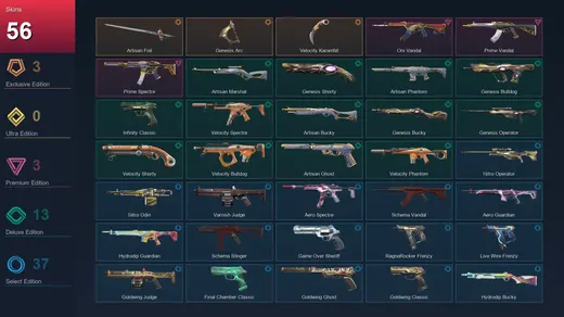 AP | Artisan Foil | Genesis Arc | Velocity Karambit | Oni Vandal | 56 Skin | 21 Agent | 81 Buddy | Lv194 — Valorant account