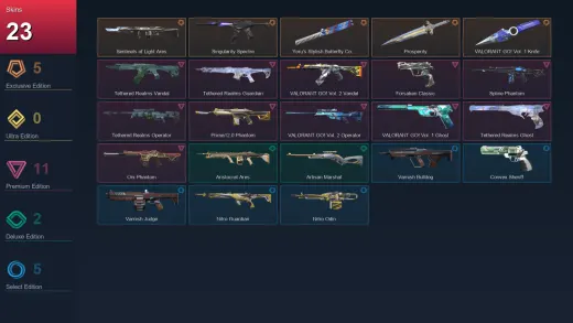NA | Sentinels of Light Ares | Singularity Spectre | Yoru's Stylish Butterfly Comb | Prosperity | 23 Skin | 7 Agent | 7 Buddy | Lv9