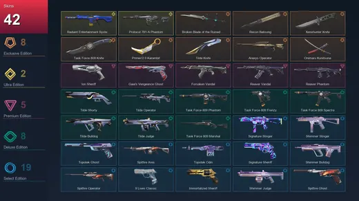 AP | Broken Blade of the Ruined King | Recon Balisong | Xenohunter Knife | Task Force 809 Knife | 42 Skin | 23 Agent | 59 Buddy | Iron III | Lv111 — Valorant account