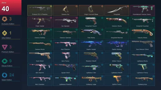 AP | Genesis Arc | Origin Crescent Blade | Songsteel | Protocol 781-A Phantom | 40 Skin | 25 Agent | 66 Buddy | Lv168