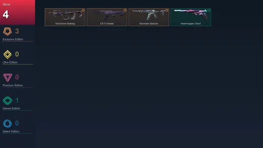 EU | Nocturnum Bulldog | EX.O Vandal | Kuronami Spectre | Heartstopper Ghost | 4 Skin | 15 Agent | 13 Buddy | Lv48