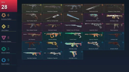 EU | Kuronami Vandal | Xenohunter Knife | Prelude to Chaos Shorty | Neo Frontier Sheriff | 28 Skin | 28 Agent | 41 Buddy | Lv88 — Valorant account