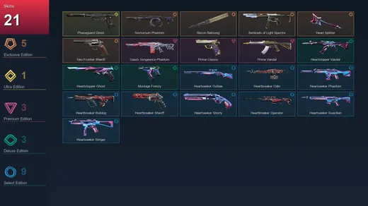 EU | Nocturnum Phantom | Recon Balisong | Sentinels of Light Spectre | Heart Splitter | 21 Skin | 18 Agent | 17 Buddy | Lv51