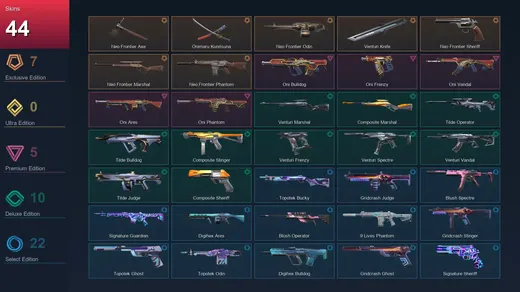 AP | Neo Frontier Axe | Onimaru Kunitsuna | Neo Frontier Odin | Venturi Knife | 44 Skin | 23 Agent | 43 Buddy | Lv73 — Valorant account