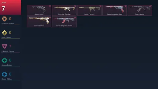 AP | Reaver Sheriff | Sovereign Guardian | Recon Phantom | Gaia's Vengeance Ghost | 7 Skin | 14 Agent | 16 Buddy | Lv35 — Valorant account