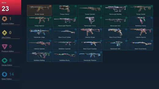 EU | Arcane Vandal | Torque Classic | Torque Operator | Hieroscape Bulldog | 23 Skin | 16 Agent | 23 Buddy | Lv44