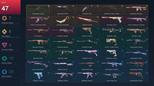 AP | Singularity Sheriff | Byteshift Knife | Prelude to Chaos Vandal | Mystbloom Phantom | 47 Skin | 28 Agent | 47 Buddy | Lv112