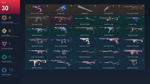AP | VCT25 x PRX Classic | Solarex Relic | Equilibrium | Byteshift Knife | 30 Skin | 18 Agent | 29 Buddy | Lv80 — Valorant account