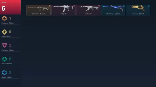 AP | ChronoVoid Phantom | Ion Spectre | Ion Vandal | Starlit Odyssey Ghost | 5 Skin | 21 Agent | 19 Buddy | Lv80