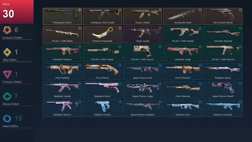 EU | Champions 2025 Vandal | Araxys Vandal | Xenohunter Knife | Neo Frontier Sheriff | 30 Skin | 18 Agent | 31 Buddy | Lv53