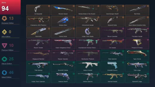 EU | Ion Karambit | Reverie Sword | Broken Blade of the Ruined King | Doombringer Sheriff | 94 Skin | 28 Agent | 104 Buddy | Lv228