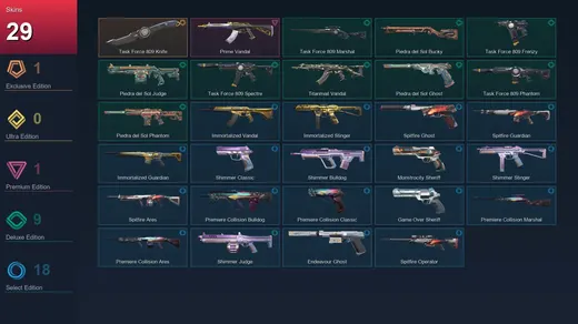 LA | Task Force 809 Knife | Prime Vandal | Task Force 809 Marshal | Piedra del Sol Bucky | 29 Skin | 26 Agent | 64 Buddy | Lv124