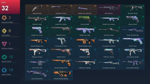 EU | Byteshift Knife | Singularity Vandal | Bubble Pop Light Stick | Bolt Phantom | 32 Skin | 24 Agent | 46 Buddy | Lv134