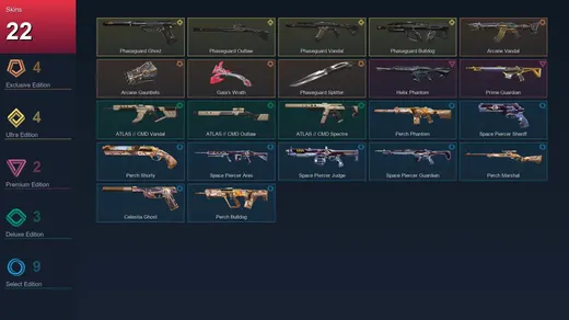 EU | Arcane Vandal | Arcane Gauntlets | Gaia's Wrath | Phaseguard Splitter | 22 Skin | 16 Agent | 32 Buddy | Lv54 — Valorant account