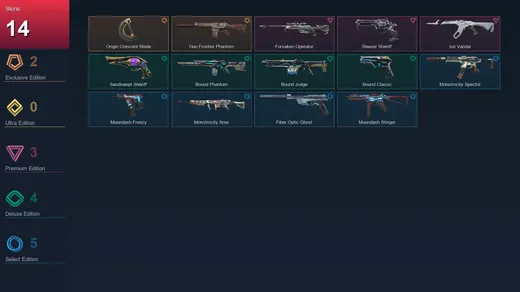 AP | Origin Crescent Blade | Neo Frontier Phantom | Forsaken Operator | Reaver Sheriff | 14 Skin | 17 Agent | 26 Buddy | Lv66 — Valorant account