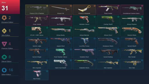 AP | Artisan Foil | Prime//2.0 Karambit | Protocol 781-A Phantom | Prime Vandal | 31 Skin | 28 Agent | 76 Buddy | Lv220